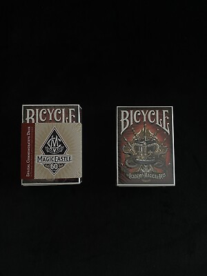 #ad Bicycle MAGIC CASTLE Academy Magical Arts 60th Ann. Playing Cards 2 Deck Lot $60.00