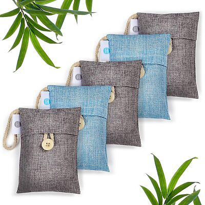 #ad 5 Pack Activated Odor Absorber Natural Bamboo Charcoal Air Purifying Bags 5quot;x4quot; $11.95