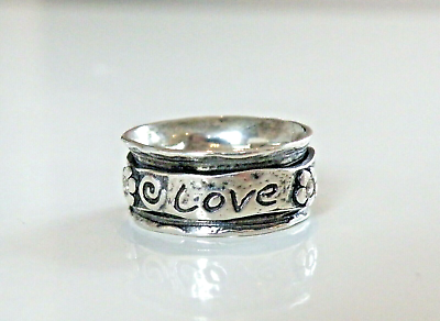 #ad Sterling Silver 925 Love Amor Rustic Spin Spinner Pinky Band Ring Size 5 $37.99