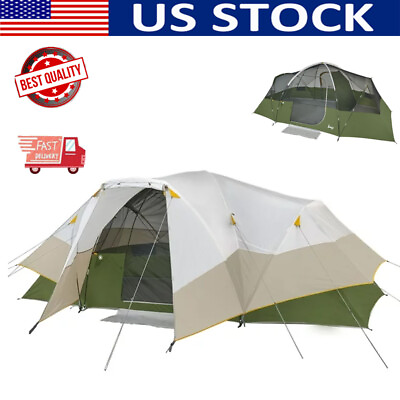 #ad 8 Person Tent Outdoor Cabin Family Dome Portable Camp Double Layers Waterproof $85.50