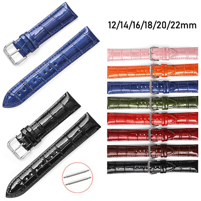 #ad Glossy Patent Crocodile Watch Band 12 18mm 20mm 22mm Genuine Leather Watch Strap $9.45
