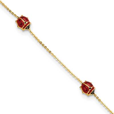 #ad 14k Gold Polished Enameled Ladybugs 6.5quot; Bracelet with 0.75quot; Extension $307.62