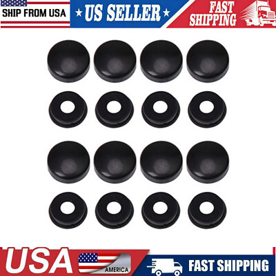 #ad 8x Black quot;Smoothquot; License Plate Frame Screw Caps amp; Bolt Covers Car Truck Cycle $2.99