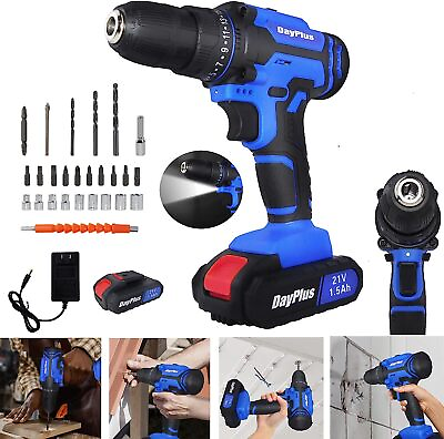 #ad 21 Volt Drill 2 Speed Electric Cordless Drill Driver with Bits Set amp; Battery $21.99