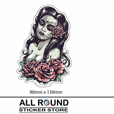 #ad Girl skull sticker day of the dead popular car bike bumper sticker AU $5.95
