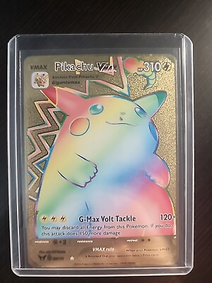 #ad Pokemon Pikachu VMAX 188 185 METAL GOLD CARD Card Collectible Gift Display $12.99