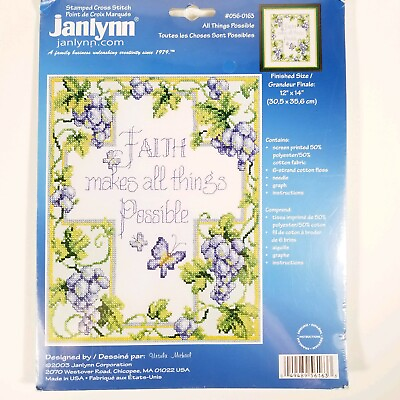 #ad Janlynn All Things Possible Faith Sampler Stamp Cross Stitch Kit New #056 0163 $12.78