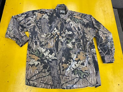 #ad Vintage Camo Shirt Mens Mossy Oak Break Up button Hunting Long Sleeve collared $39.95