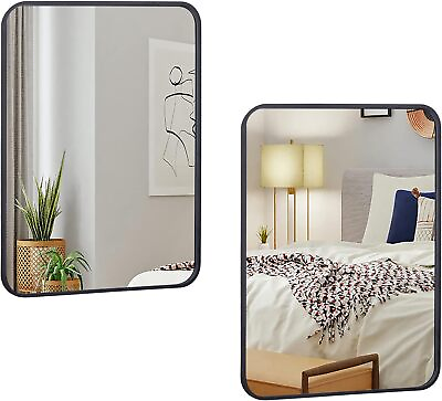 #ad 2PCS 22quot;x30quot; Wall Mirror for Bathroom Vanity Mirrors w Metal Frame Rounded Edge $76.58