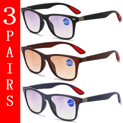 #ad 3Pairs Men Bifocal Reading Glasses Reader Sunglasses progressive Bifocal Lens $17.99
