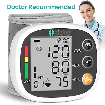 #ad ziqing Digital Wrist Blood Pressure Monitor BP Cuff LCD Heart Rate Machine US $12.89