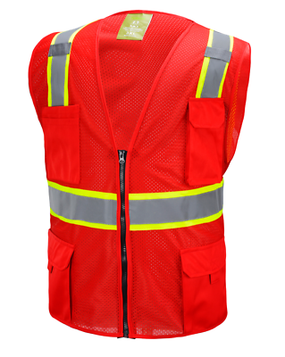 #ad Red Two Tones Safety Vest With Multi Pocket Tool $11.99