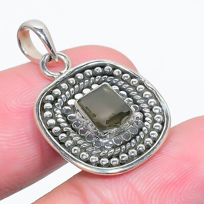 #ad Moldavite Gemstone 925 Solid Sterling Silver Jewelry Pendant 1.18 $17.99
