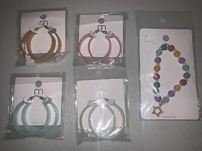 #ad Melody Brand Costume Jewelry. 4 Earring Sets amp; 1 Beaded Stretch Bracelet W Star $15.00