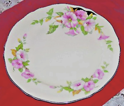 #ad Edwin M. Knowles Morning Glory China Black Accent 9 1 4 Luncheon Plate $6.97