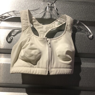 #ad Champion sports bra small white max support front zip racer back wireless gym ti $28.88