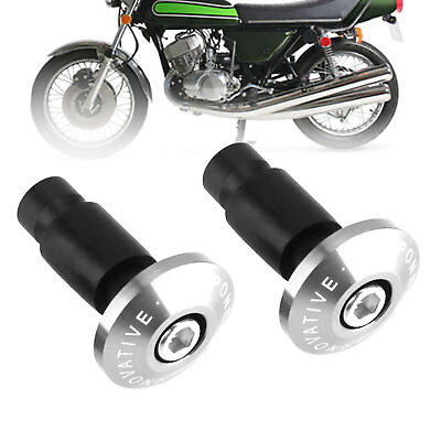 #ad 22mm Motorcycle Handlebar End Slider Plug Caps For Racing ATV Offroad Silver $8.88