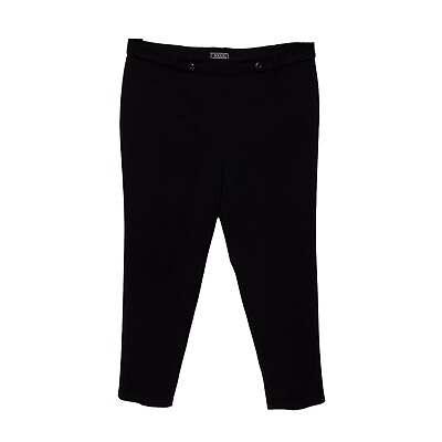 #ad NYCC Women Pants Stretch Pull On Taper Leg Flat Front Black Plus 22W $18.98