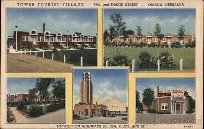 #ad OmahaNE Tower Tourist Village Teich Douglas County Nebraska Linen Postcard $9.99