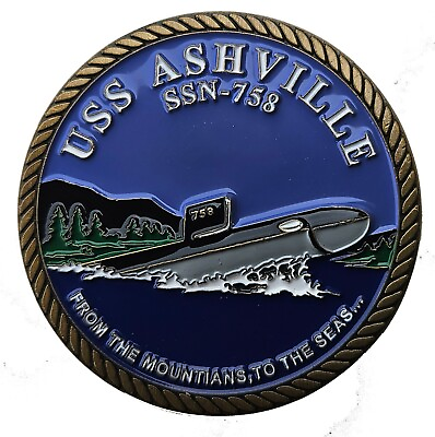 #ad US NAVY USS ASHVILLE SSN 758 COMMEMORATIVE CHALLENGE COIN 193 $14.99