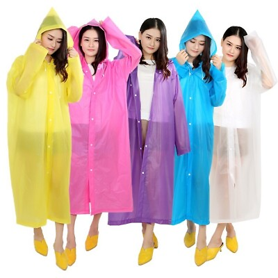 #ad 2Pack Unisex Waterproof Raincoat Rain Coat Hooded Jacket Poncho Rainwear Camping $12.34