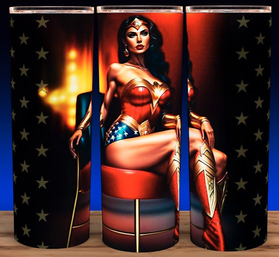 #ad Wonder Woman Super Hero Sexy Comic Cup Mug Tumbler 20oz with lid and straw $19.95