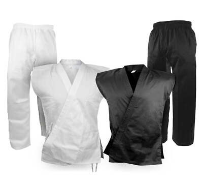#ad Sleeveless Karate Martial Arts Open Uniform Gi Set Karate Taekwondo Black White $37.99