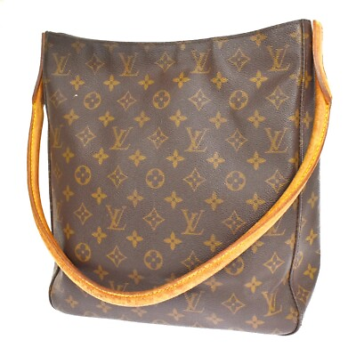 #ad LOUIS VUITTON Logo Looping GM Shoulder Bag Monogram Leather Brown M51145 62DA013 $239.94
