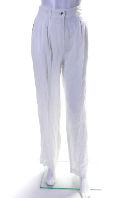 #ad Donni Womens Pleated Linen High Rise Wide Leg Pants Powder White Size XS $59.99