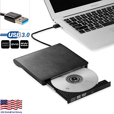 #ad Slim External CD DVD RW Drive USB 3.0 Writer Burner Player Black For Laptop PC $13.49