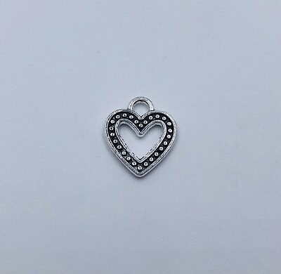 #ad 10 Silver Tone Heart Pendant Charms Crafting Craft Metal Pendant Tone 0.5quot; Inch $3.95