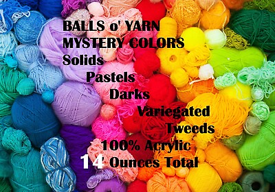 #ad MYSTERY BALLS OF YARN Remnant Yarns Neon Vari Solid Colors 100% Acrylic 14 Oz. $11.99