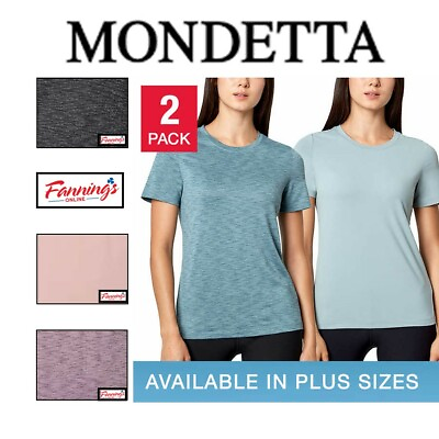 #ad Mondetta Ladies#x27; 2 Pack Crewneck Short Sleeve Tees Moisture Wicking Fabric D34 $16.10