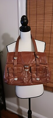 #ad Vintage MICHAEL KORS 2 Pockets Messenger Satchel Brown Leather Size 13.5x10x3 $15.00