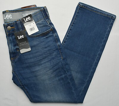 #ad Lee #11332 NEW Men#x27;s Slim Straight Active Stretch Motion Flex Waistband Jeans $27.99