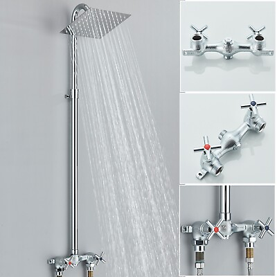 #ad Chrome Outdoor Shower Faucet 6inch Rainfall Shower Fixture System Combo Set $55.00