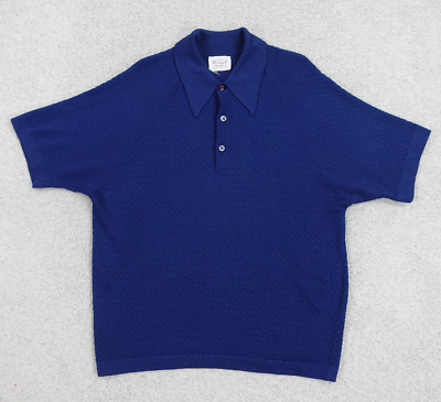 #ad Vintage Donegal Colesta Shirt Men#x27;s Large Blue Knit Polo Short Sleeve $49.99