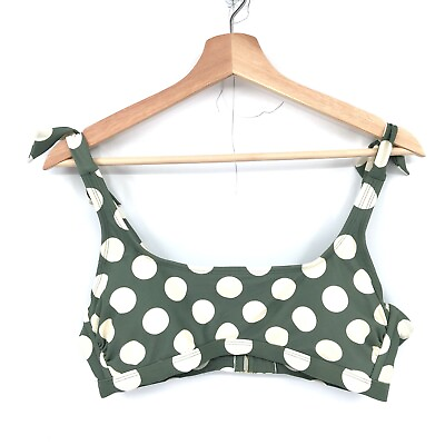 #ad Xhilaration bikini Swim Top Green polka dot sporty adjustable bow shoulder L $20.70