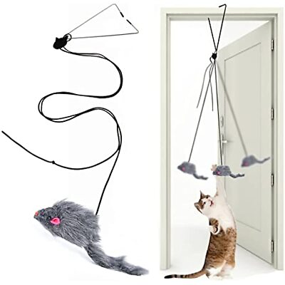 #ad Kalimdor Interactive Cat Feather Toys Retractable Cat Teaser Toy Hanging cat Toy $10.96