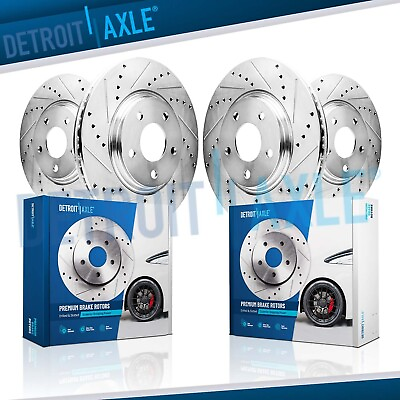 #ad 355mm Front and 350mm Rear Drilled Brake Rotors for Infiniti G37 Q60 Nissan 370Z $252.97