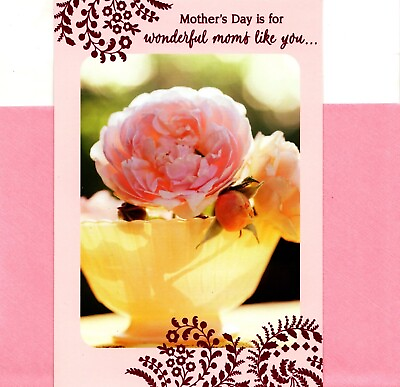 #ad Happy Mother#x27;s Day Mom Pink Cottage Rose Bouquet Roses Hallmark Greeting Card $3.99