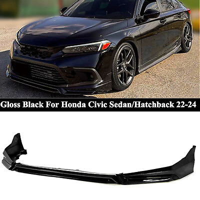 #ad For Honda Civic 2022 2024 Yofer V3 Style Gloss Black Front Bumper Lip Splitter $159.99