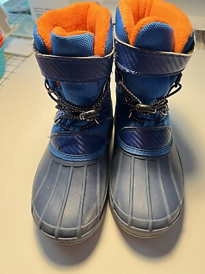 #ad Wonder Nation Boys Winter Boots Size 3 Water Resistant Blue amp; Orange $18.99