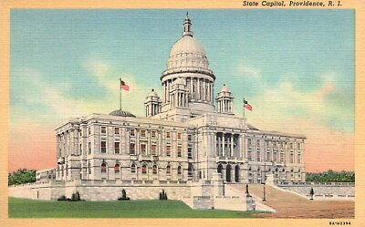#ad Postcard RI Providence Rhode Island State Capitol 1938 Linen Vintage PC J2408 $3.00