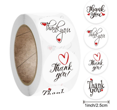 #ad 40 THANK YOU ENVELOPE SEALS LABELS STICKERS CRAFTS 1quot; ROUND FREE SHIPPING $1.89