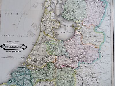 #ad Kingdom of Netherlands Holland Nederland c. 1840 Lizars large folio engraved map $114.75
