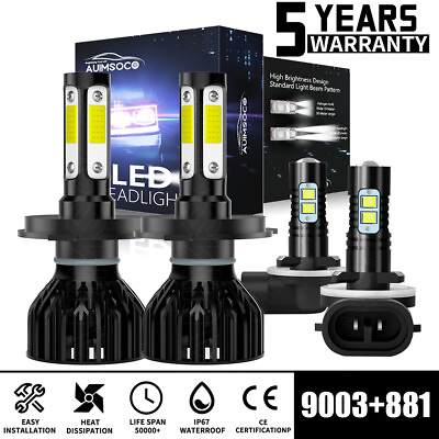 #ad 4Pcs Combo LED Headlight Hi Lo Beam Fog Light For Kia Rio5 2006 2011 Conversion $39.99