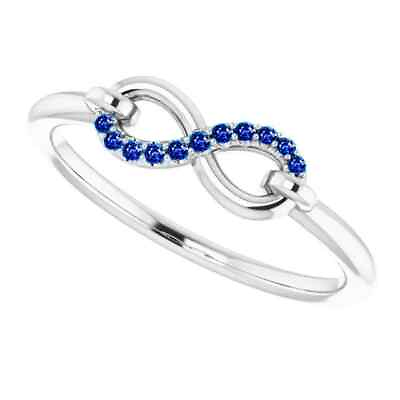 #ad High Polished 950 Platinum With Blue Sapphire Infinity Design Bridal Fine Ring $599.00
