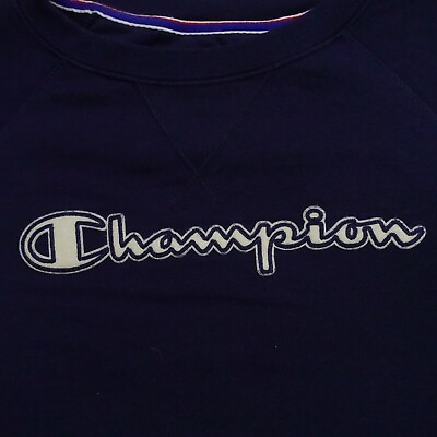 #ad Embroidered Logo Champion Men Sweatshirt Blue S Pullover Long Sleeve Classic $14.86