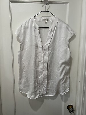 #ad Coldwater creek large 14 16 off white sleeveless blouse $16.50